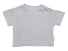 Detský eshop: Detská letná mušelínová 2d sada tričko s krátkym rukávom + kraťasy, sivé