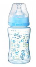 Detský eshop: Antikoliková fľaštička so širokým hrdlom baby ono - modrá, značka BabyOno