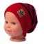 Jesenná/zimná prúžkovaná čiapočka, červená/grafit, od značky Baby Nellys - Veľkosť: 116 (5-6r)