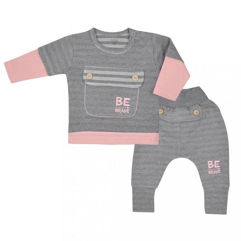 Detský eshop: Dojčenské bavlnené tepláčky a tričko Koala BE BRAVE sivo-ružové