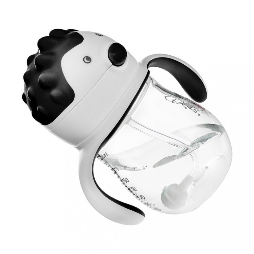 Detský eshop - Kúzelná fľaška so slamkou a závažím 250 ml grey