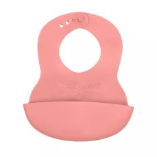 Detský eshop: Nastaviteľný plastový podbradník s vreckom Baby Ono ružový