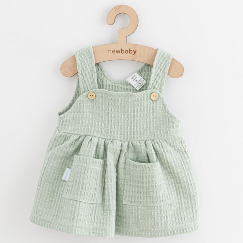 Detský eshop: Dojčenská mušelínová suknička New Baby Comfort clothes šalviová
