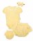Baby Nellys 3-dielna mušelínová súpravička, body, kraťasky+čelenka GIRL, žltá