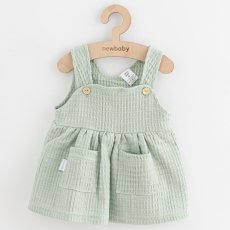 Detský eshop - Dojčenská mušelínová suknička Comfort clothes šalviová