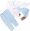 Mušelínová košeľa, nohavice + čiapky, 3d sada, boy z&z, biela/modrá