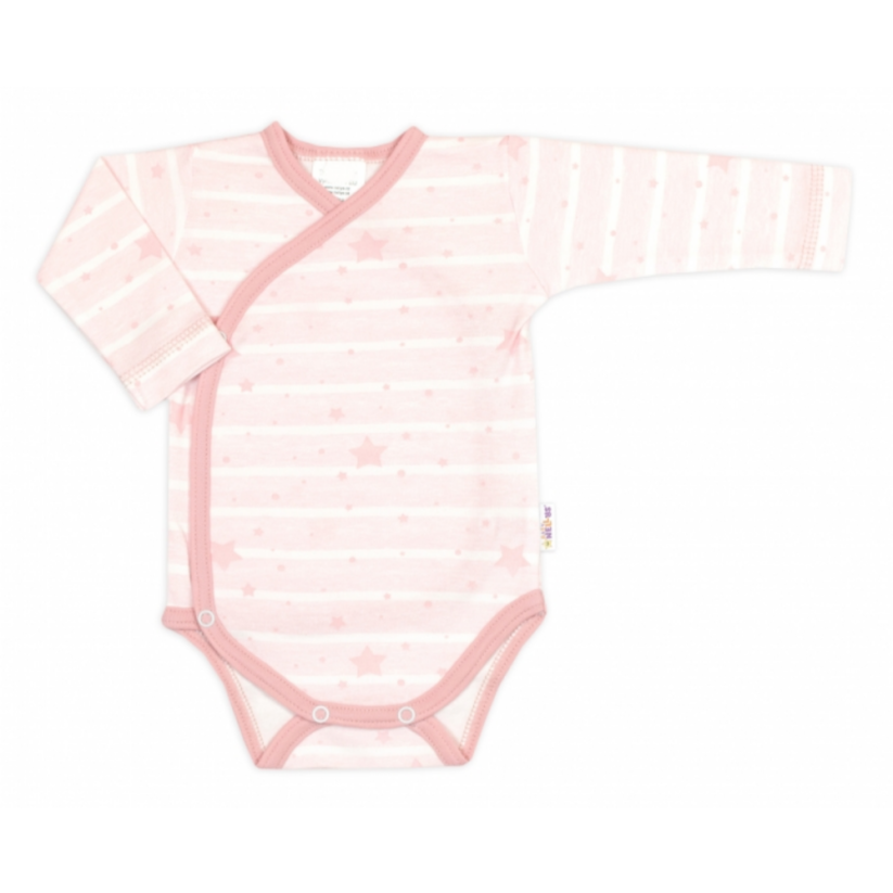 Detský eshop - Zavinovacie body, polodupačky + rukavičky, 3D bavlnená sada Baby Stars, pastel rose