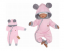Z&Z Velúrový dojčenský overal s kapucňou a uškami - ružový