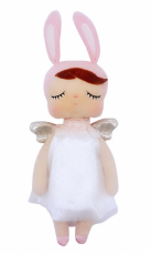 Handrová bábika Metoo Anjelik v šatočkách - růžovo/biela