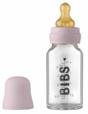 Sklenená antikoliková fľaštička BIBS - 110 ml s kaučukovým cumlíkom veľ. S, lila