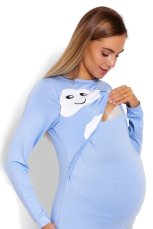 Detský eshop: Tehotenské, dojčiace 3/4 pyžamo - mráčky - modré, značka Be MaaMaa