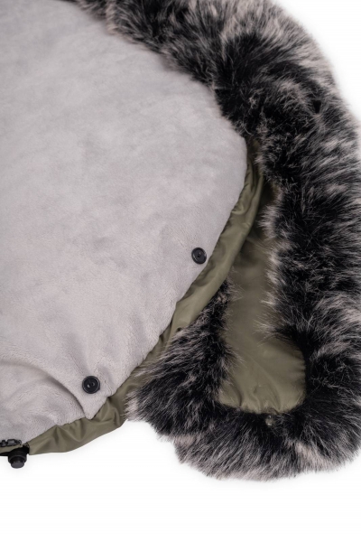 Detský eshop: Zimný fusak fluffy s kožušinou + rukávnik zadarmo, baby nellys, 50 x 100cm, čierny