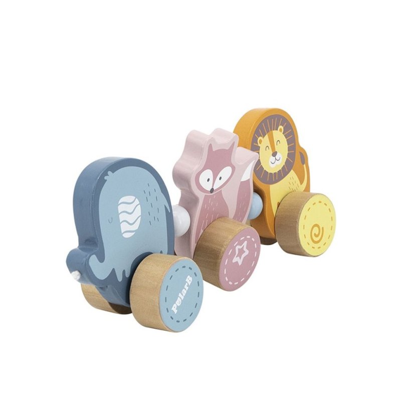 Detský eshop - Drevená ťahacia hračka na šnúrke Zoo