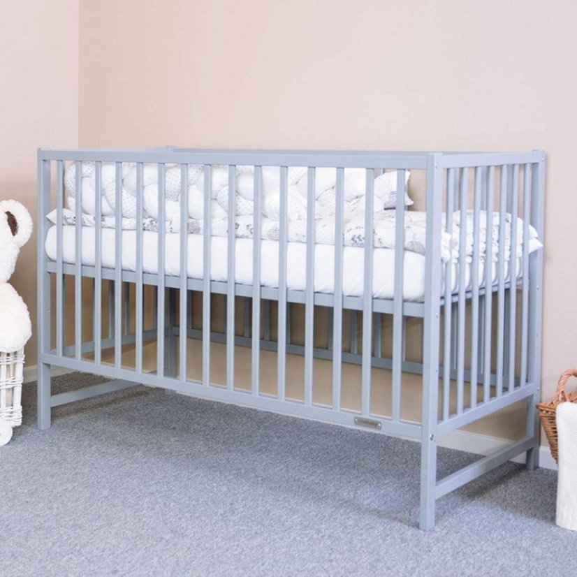 Detský eshop - Detská postieľka BASIC so sťahovacou bočnicou sivá