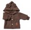 Elegantný pletený svetrík s gombíkmi a kapucňou s uškami baby nellys, hnedý - Veľkosť: 80 (9-12m)