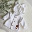 Detský eshop: Elegantný pletený svetrík s gombíkmi a kapucňou s uškami baby nellys, biely