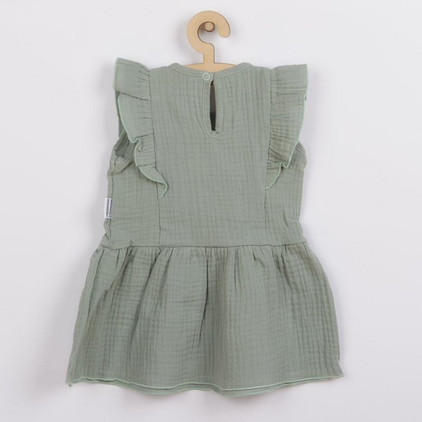 Detský eshop: Dojčenské mušelínové šaty New Baby Summer Nature Collection mätové