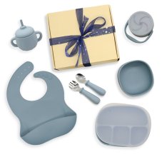 Detská 7-dielna silikónová jedálenská sada (Light blue) NEW od značky Martons