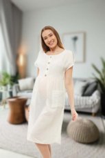 Detský eshop: Tehotenské letné šaty s krátkym rukávom - ecru, značka Be MaaMaa