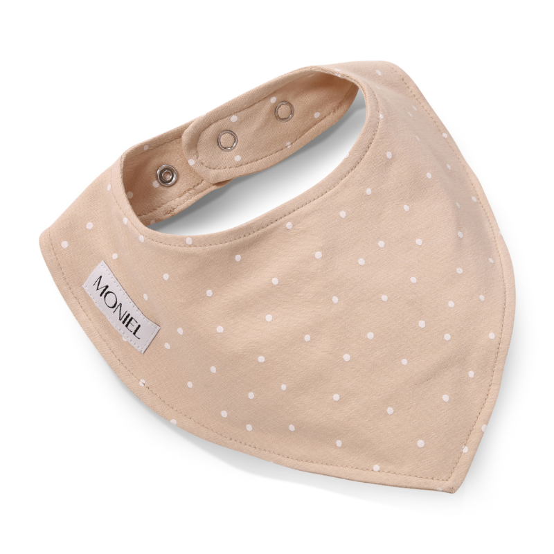 Detský drooler s nastaviteľnou veľkosťou, DOTS Beige, béžová, 0-24 mesiacov, od značky Moniel