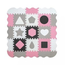 Detský eshop: Penové puzzle podložka ohrádka Milly Mally Jolly 3x3 Shapes Pink Grey