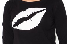 Detský eshop: Tehotenské  tričko s dlhým rukávom kiss - čierné, značka Be MaaMaa