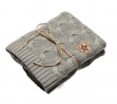 Detský eshop: Bambusová detská pletená deka, vzor pletený vrkoč, 80 x100 cm, oliva
