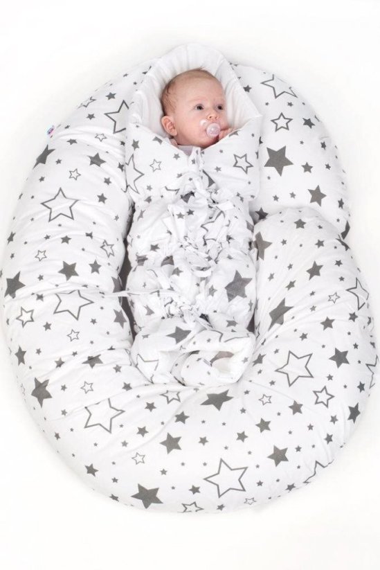 Detský eshop: Univerzálny dojčiaci vankúš v tvare C New Baby XL Zvieratká biely