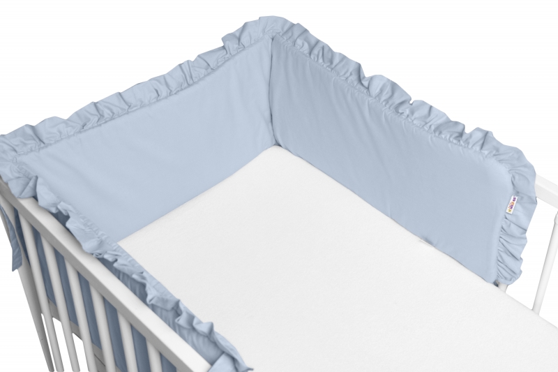 Detský eshop: Bavlnený mantinel s volánikom soft, 180 cm, baby nellys - jeans, modrá