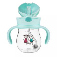 Detský eshop - Kúzelná fľaška so slamkou a závažím 250 ml mint