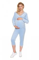 Detský eshop: Tehotenské, dojčiace velúrové pyžamo 3/4 - modré, veľ. s/m, značka Be MaaMaa