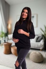 Detský eshop: Tehotenské a dojčiace teplákové triko - čierné, značka Be MaaMaa