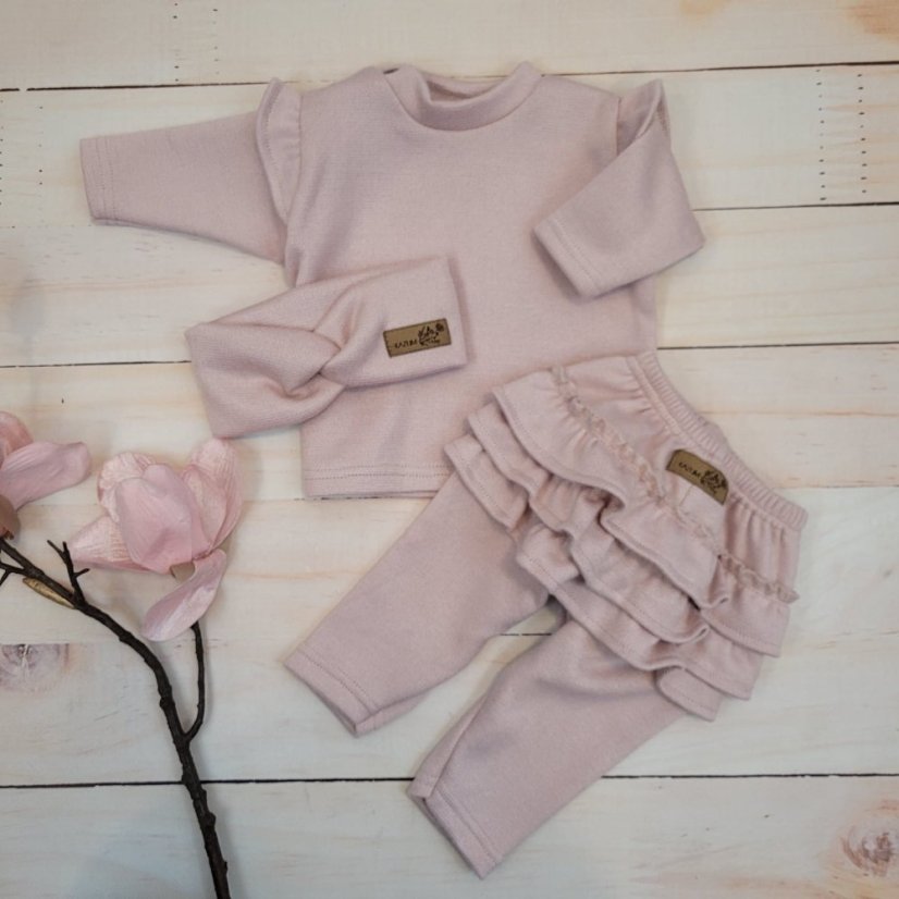 3-dielny oversize komplet: mikina + legíny so sukničkou + čelenka (74-86) Pink Glow, od značky Z&Z - Veľkosť: 80 (9-12m)