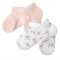 Detský eshop: Sada 2 párov žakárových ponožiek - so vzorom, biele s kvietkom, ružová so vzorom