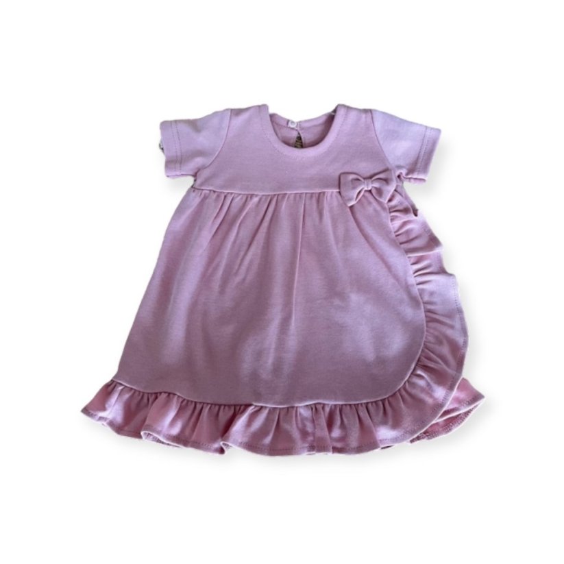 Detský eshop: Dojčenské šaty s volánikmi, s krátkym rukávom, mamatti, puntík, púdrové
