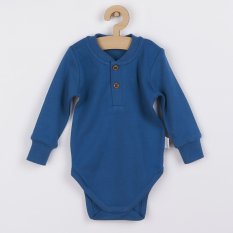 Detský eshop: Dojčenské bavlnené body s dlhým rukávom Nicol Ivo modrá