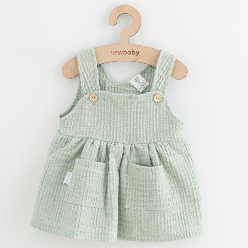 Detský eshop - Dojčenská mušelínová suknička Comfort clothes šalviová