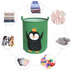 Kôš/box na hračky, Tulimi, bavlna, Penguin - zelený, 43 L