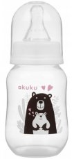Dojčenská, plastová fľaštička Akuku, Medvedík 125ml - biela