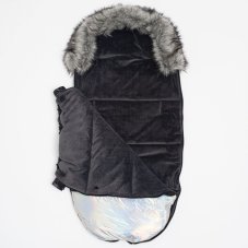 Detský eshop - Luxusný fusak s kožušinkou Shine čierno strieborny Detský eshop - Luxusný fusak s kožušinkou Shine čierno strieborny