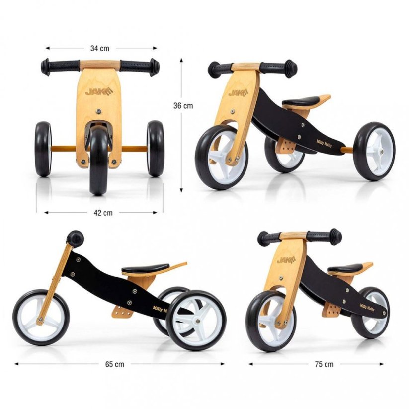 Detský eshop - Detské multifunkčné odrážadlo bicykel 2v1 JAKE Classic Black