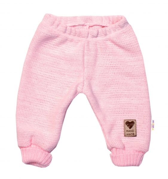 Detský eshop: Pletené dojčenské nohavice hand made baby nellys, ružové