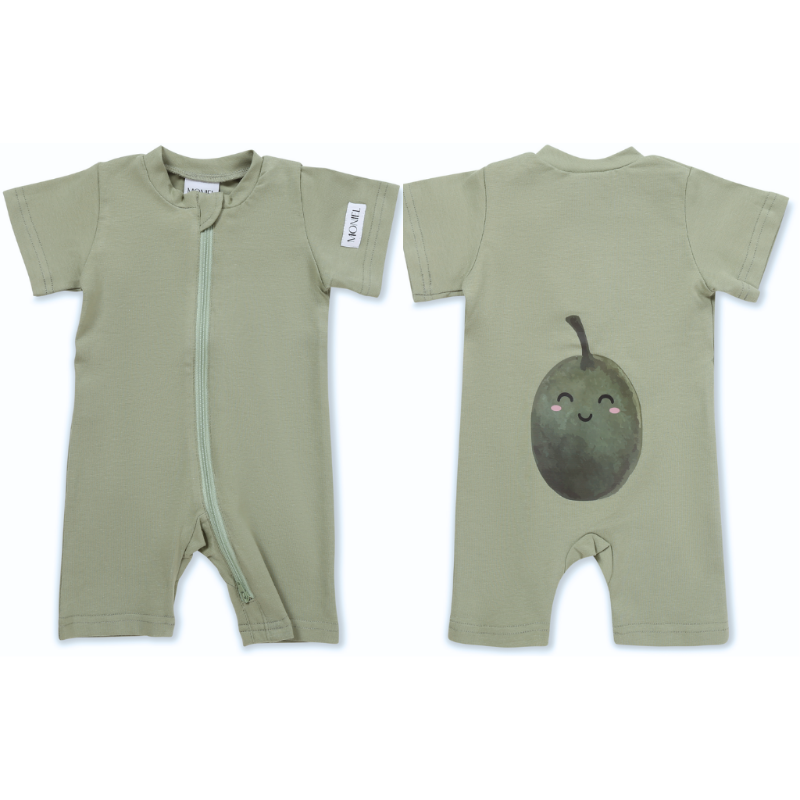 Detský overal s krátkym rukávom OLIVE, olivová, od značky Moniel