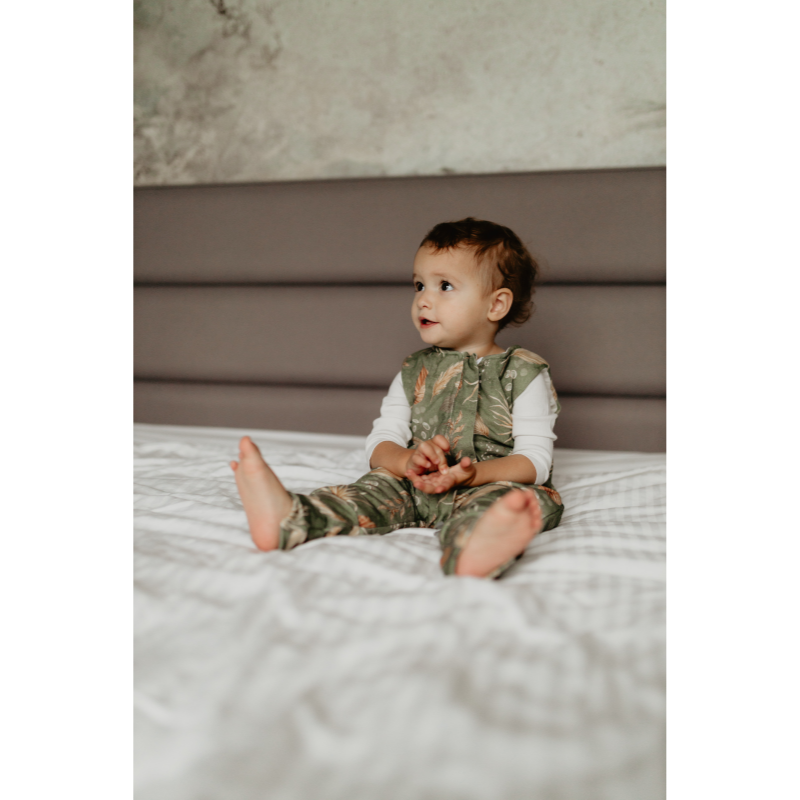 Celoročný spací vak s nohami MELANGE GREY/MINT, veľkosť XS (6-12m), sivá/mätová, od značky Sleepee