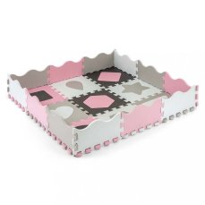 Detský eshop: Penové puzzle podložka ohrádka Milly Mally Jolly 3x3 Shapes Pink Grey