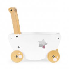 Drevený Detský kočík pre bábiky Eco toys Star, biely