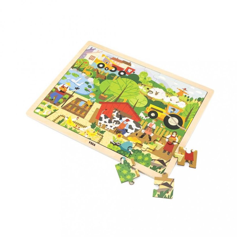 Detský eshop: Detské drevené puzzle Viga Farma 48 ks