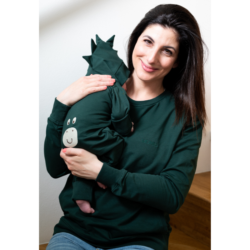 Detský rastúci teplákový overal Dinosaur, BASIC Dark Green, tmavozelená, od značky Moniel - Veľkosť: 68 (3-6m) MON
