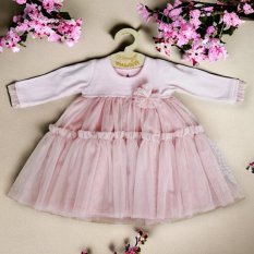 Detský eshop: Šaty s tylom s dlhým rukávom, Srdce, Mamatti, ružové