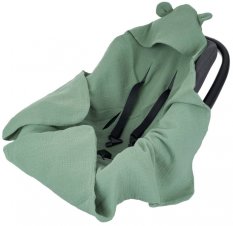 Detský eshop: Zavinovacia deka s kapucňou, mušelín 80x80 cm, zelená